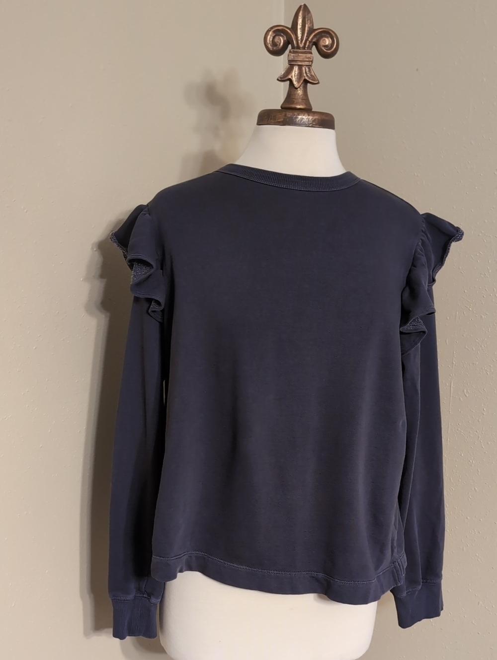 Old Navy Navy Ruffle Shoulder Sweatshirt